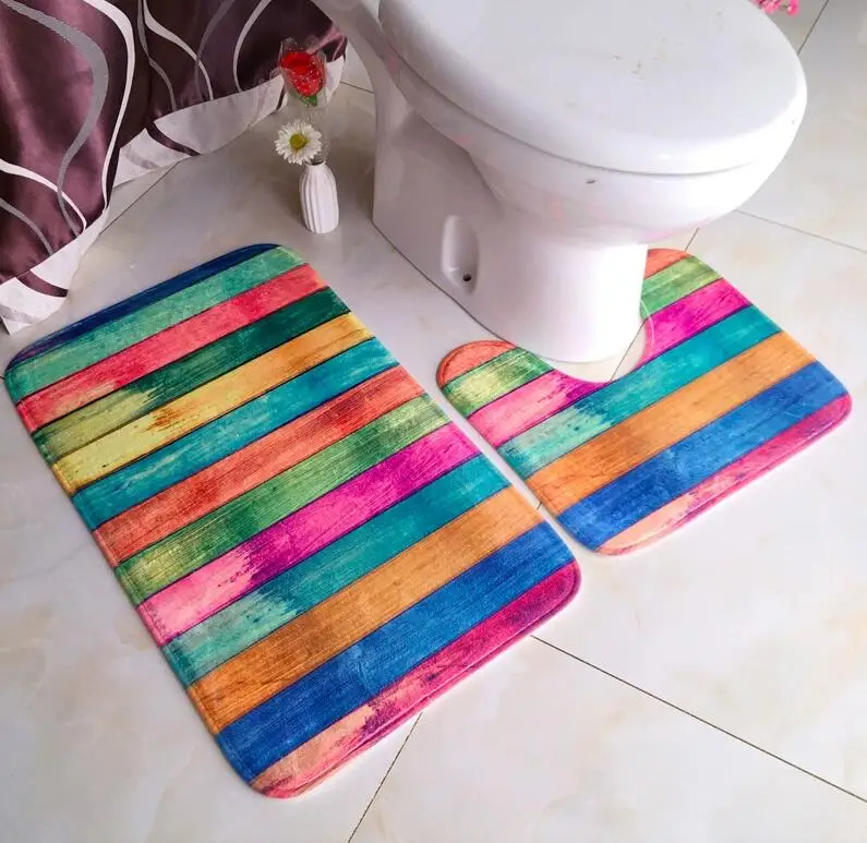 Home Carpet Bathroom Floor Mat Bathroom Toilet U Shape Carpet Soft Non-slip Foot Pad Two Pieces Set Toilet Floor Mat New Style
