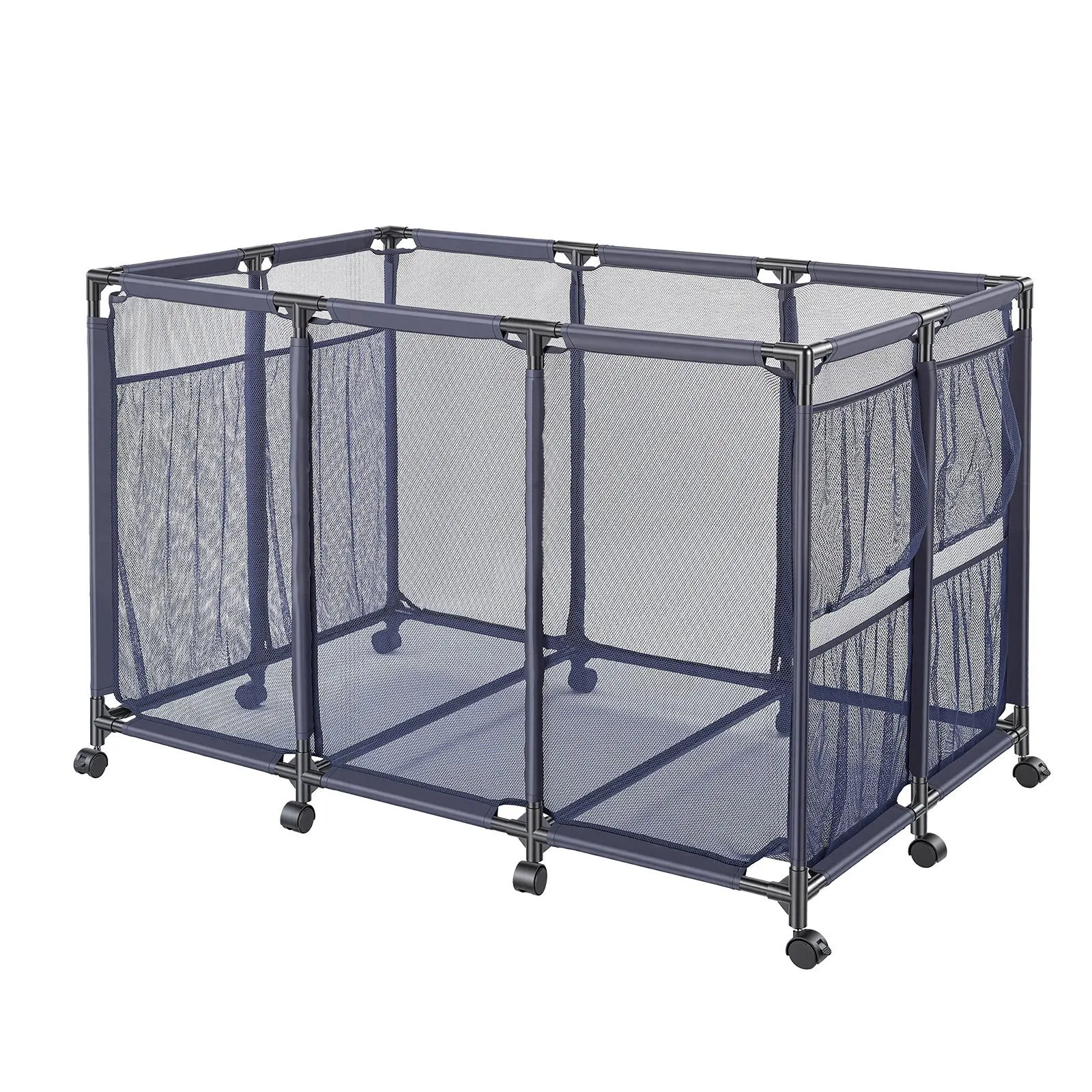 

Контейнер для хранения у бассейна, 48,8 x 32,7 x 32,7 дюйма, передвижной органайзер для хранения плавательных принадлежностей с боковыми карманами и колесиками, из прочного металла.