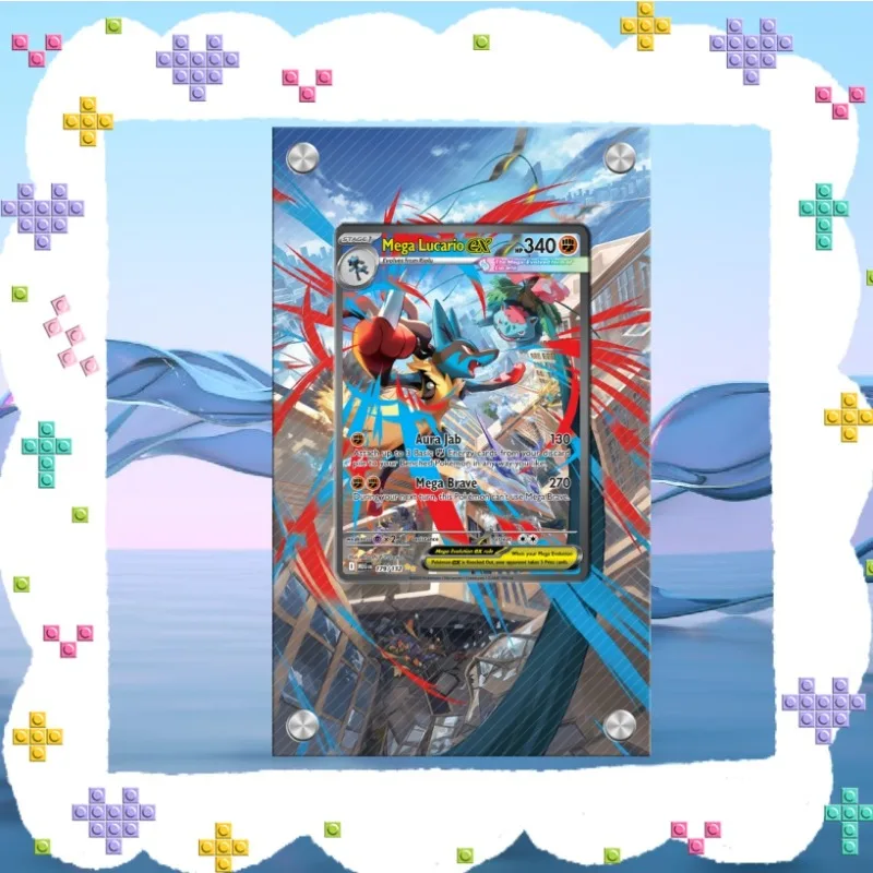 Art Display for Pokemon Lucario Card PTCG Keychain Anime Game Collectibles Anime Merchandise Acrylic Protective Case Toys Gift