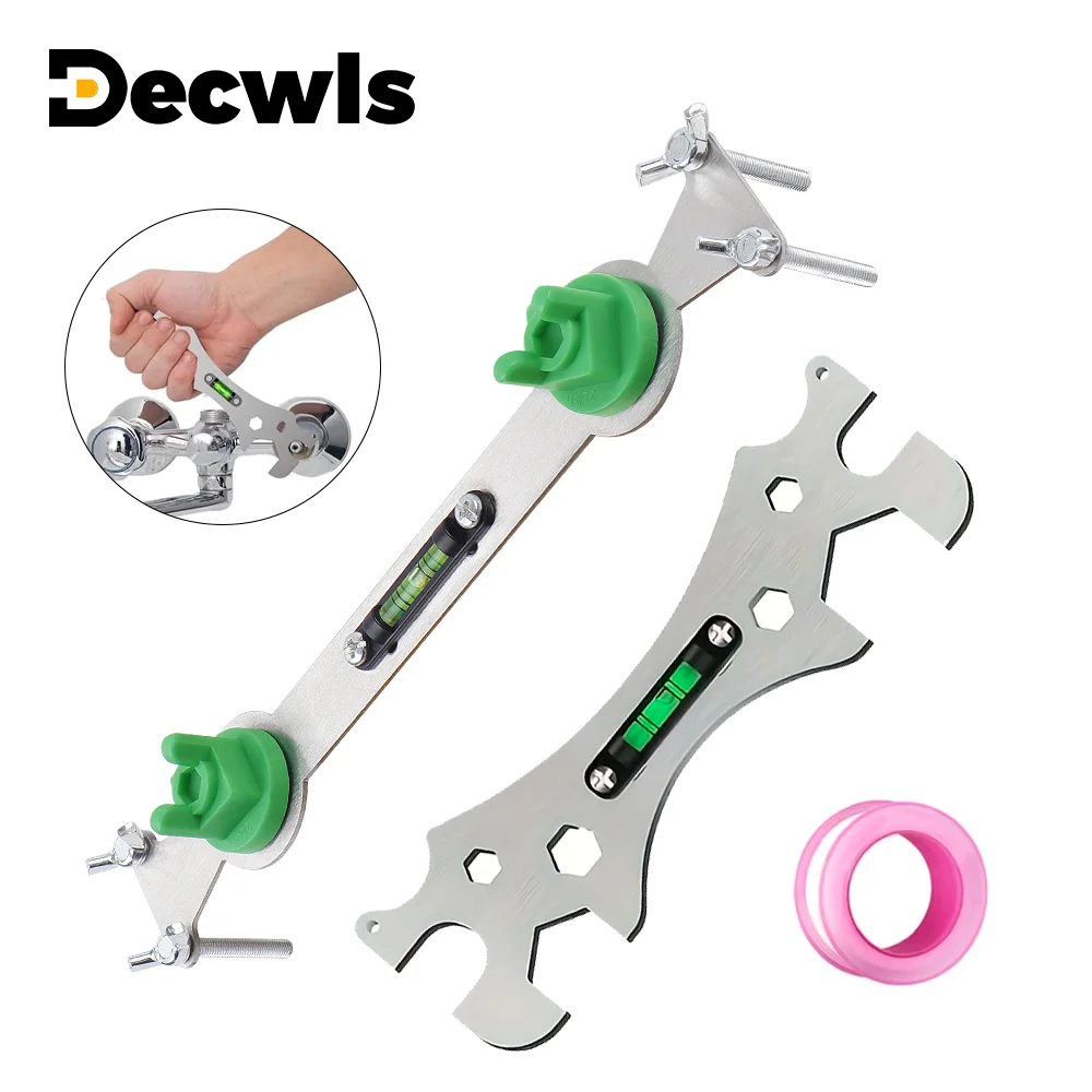 Chave especial para torneira de chuveiro, chave de torneira com nível de bolha, chave de tubo, ferramenta de medição de chave de nível, chave multifuncional para banheiro, ferramenta de nivelamento doméstico