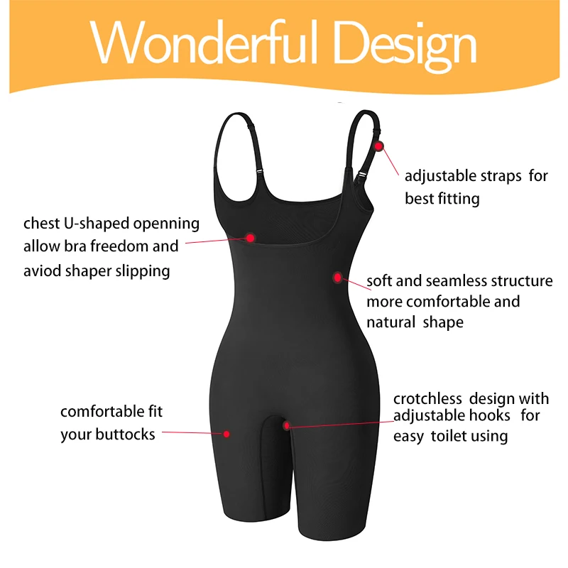 Shapewear Bodysuit for Women Tummy Control Full Body Shaper Thigh Slimmer Shorts Waist Trainer Slimming Underwear Belly Fajas