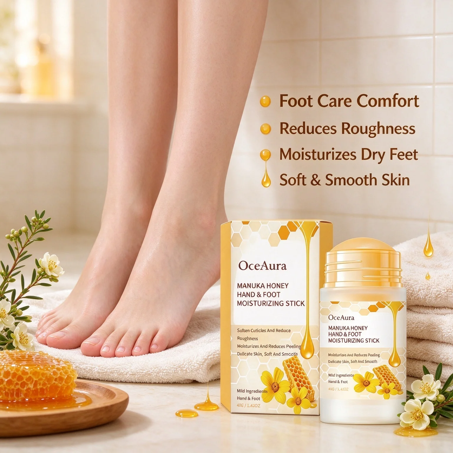 Hand and Foot Moisturizing Stick Solid Skin Balm Gently Moisturizes Dry, Peeling Elbows and Heels, Softens Calluses