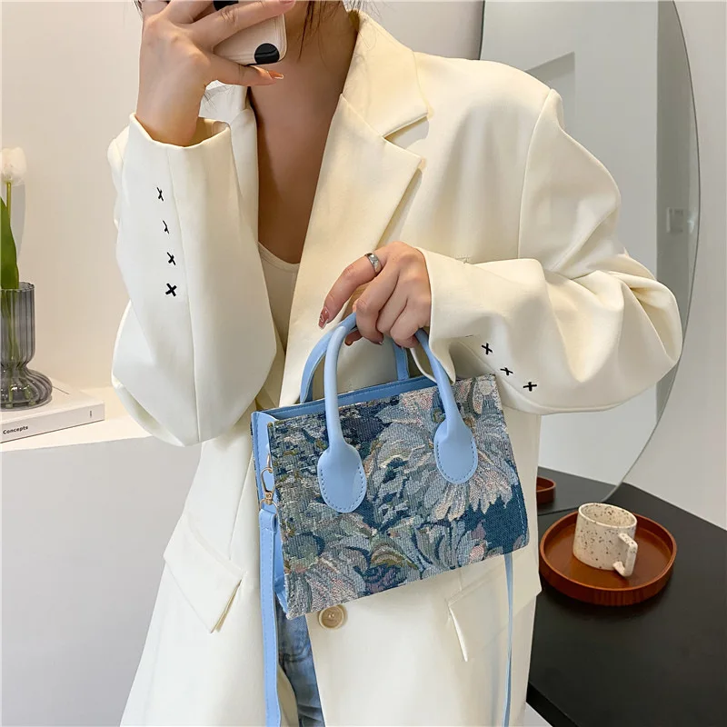 Luxury Design Mini Handbags Women's Totes Fashion Ladies Large Capacity Monet's Garden Oil Painting Canvas Shoulder Shopper Bag