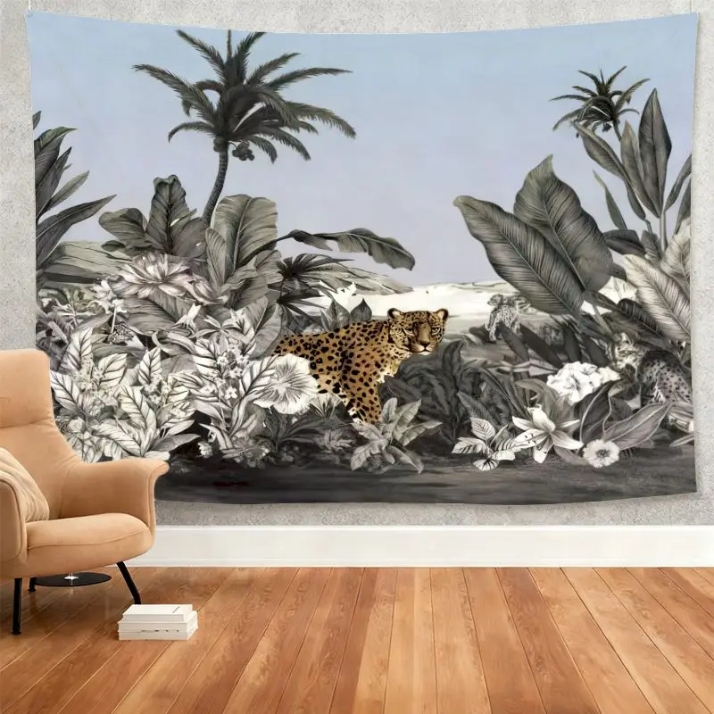 VIKAMA Tropical Palm Jaguar Tapestry Wall Hanging, 6 Designs, Wall Decor for Bedroom Living Room Dorm