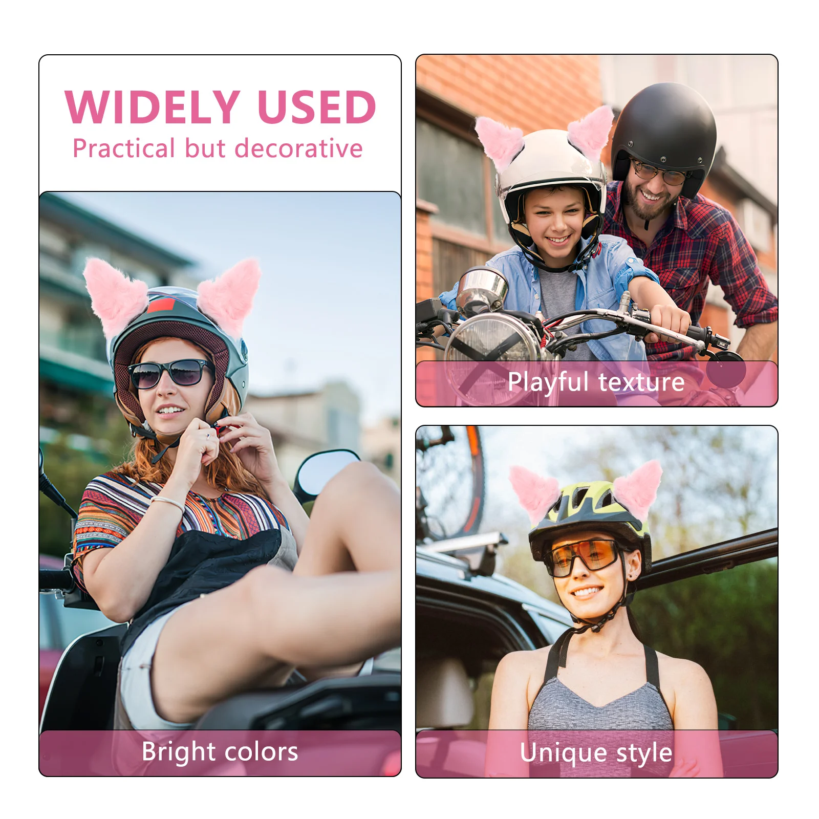 

1 Pair Cat Ear Decoration For Kitten Ears Motorbike Ornament Lightweight Durable Accessory Decor Riding Safety