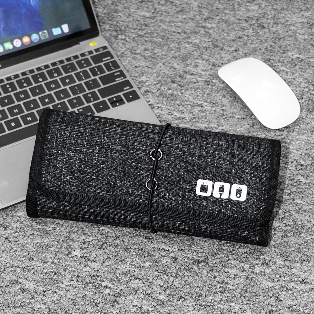 

Electronic Organizer Cord Pouch, Travel Cable Charger Phone Accessories Bag Organizer Roll up Tech Carrying Case for USB Cables