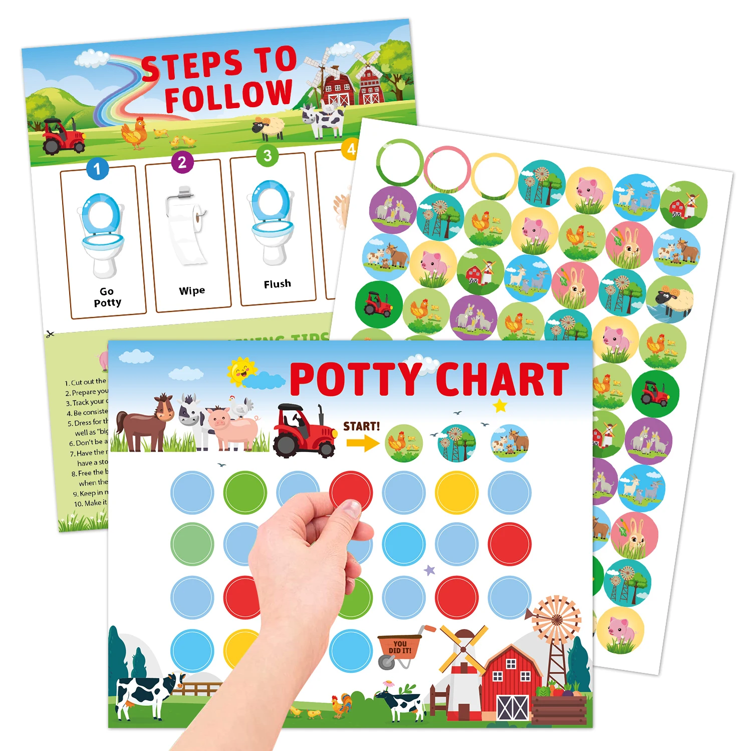 280Pcs Reward Stickers Toilet Habits Potty Training Sticker Chart Matching Wall Hang Montessori Early Education for Kids Gifts