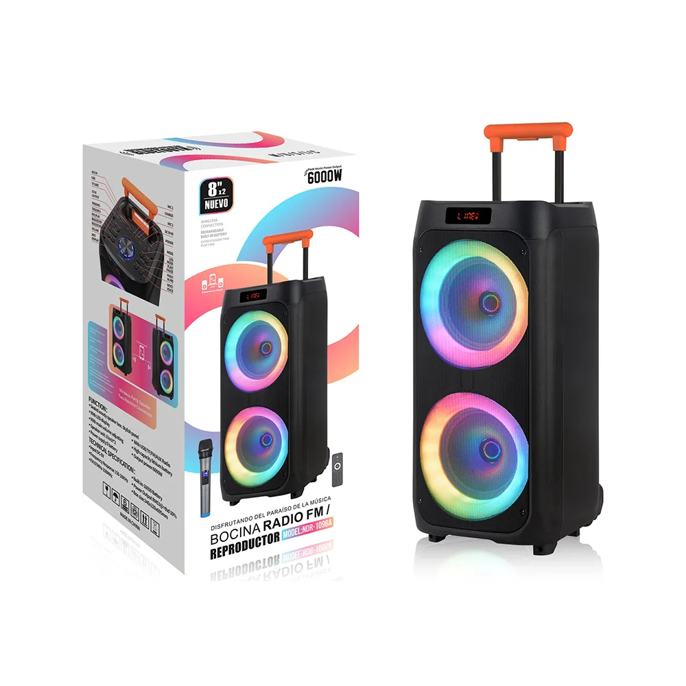 Potenza di picco 6000W potente scatola con braccio con timone da esterno 8 pollici Big Horn Partybox Karaoke pesante con altoparlanti Bluetooth con