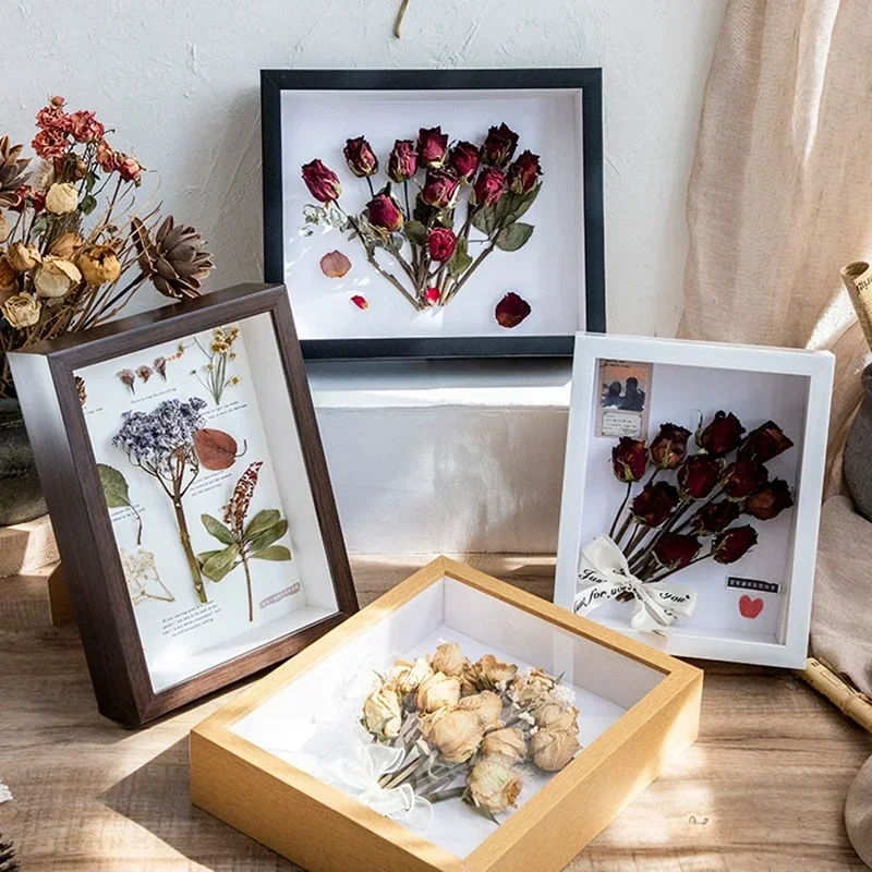 

3D Photo Frame Glass Picture Frame Dried Flower Collection Display Frame Desktop Ornament Room Decor Cadre 3d Cadre Photo