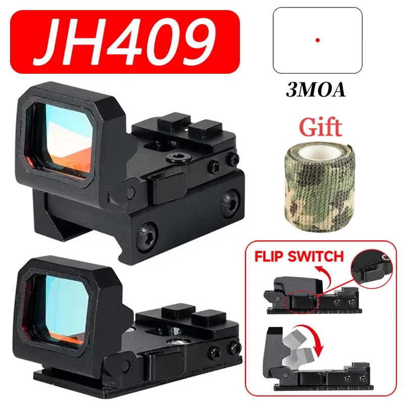 Tactical Red Dot Holographic Optical Reflex Folding Flip Up Portable Sight for Outdoor Hunting Glock Gun Pistol 20mm Rail Mounts