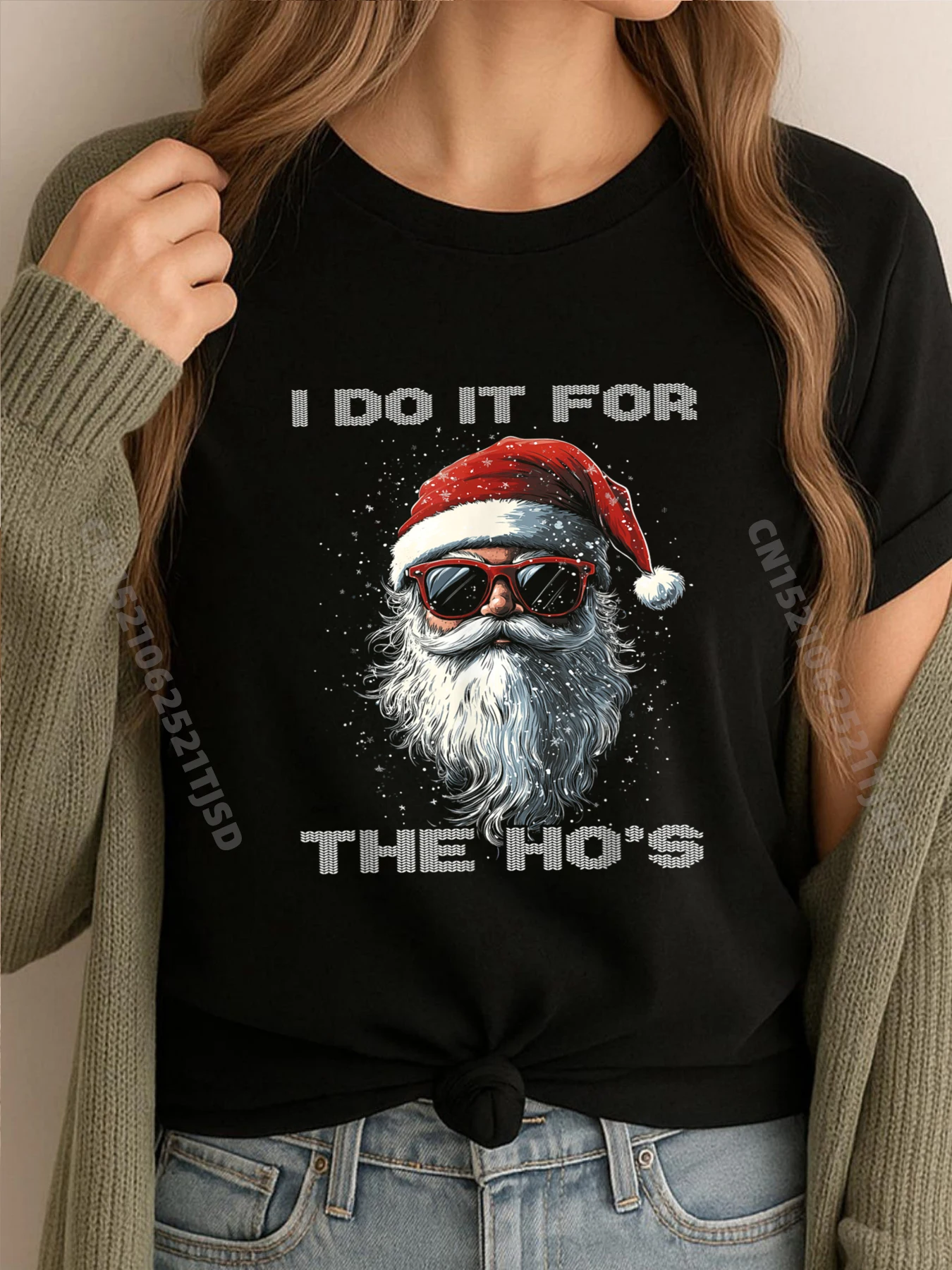 

I Do It For The Ho Santa Inappropriate Christmas Teeshirt Men's T-Shirts Tshirt Woman