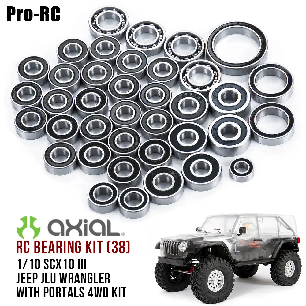 

38pcs Rubber Sealed Chrome Steel Ball Bearings Kit For RC Car 1/10 Axial SCX10 III AXI03007 Upgrade Parts