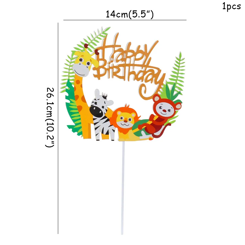1pc Forest Animal Cake Topper Woodland Jungle Safari Theme Kids 1st Birthday Party Cake Decoration Baby Shower Party Supplies