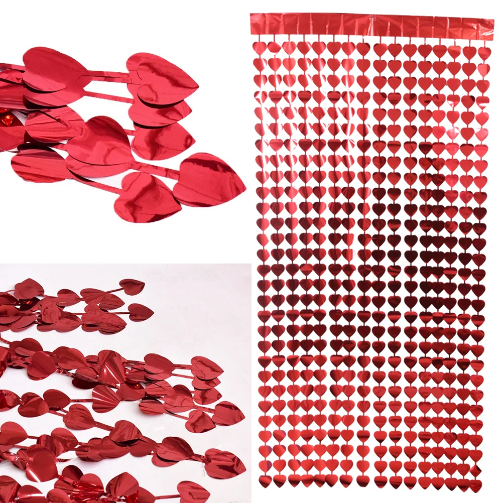 

Heart Sequin Party Curtains Foil Fringe Backdrops Door Decorations Tinsel Sequins