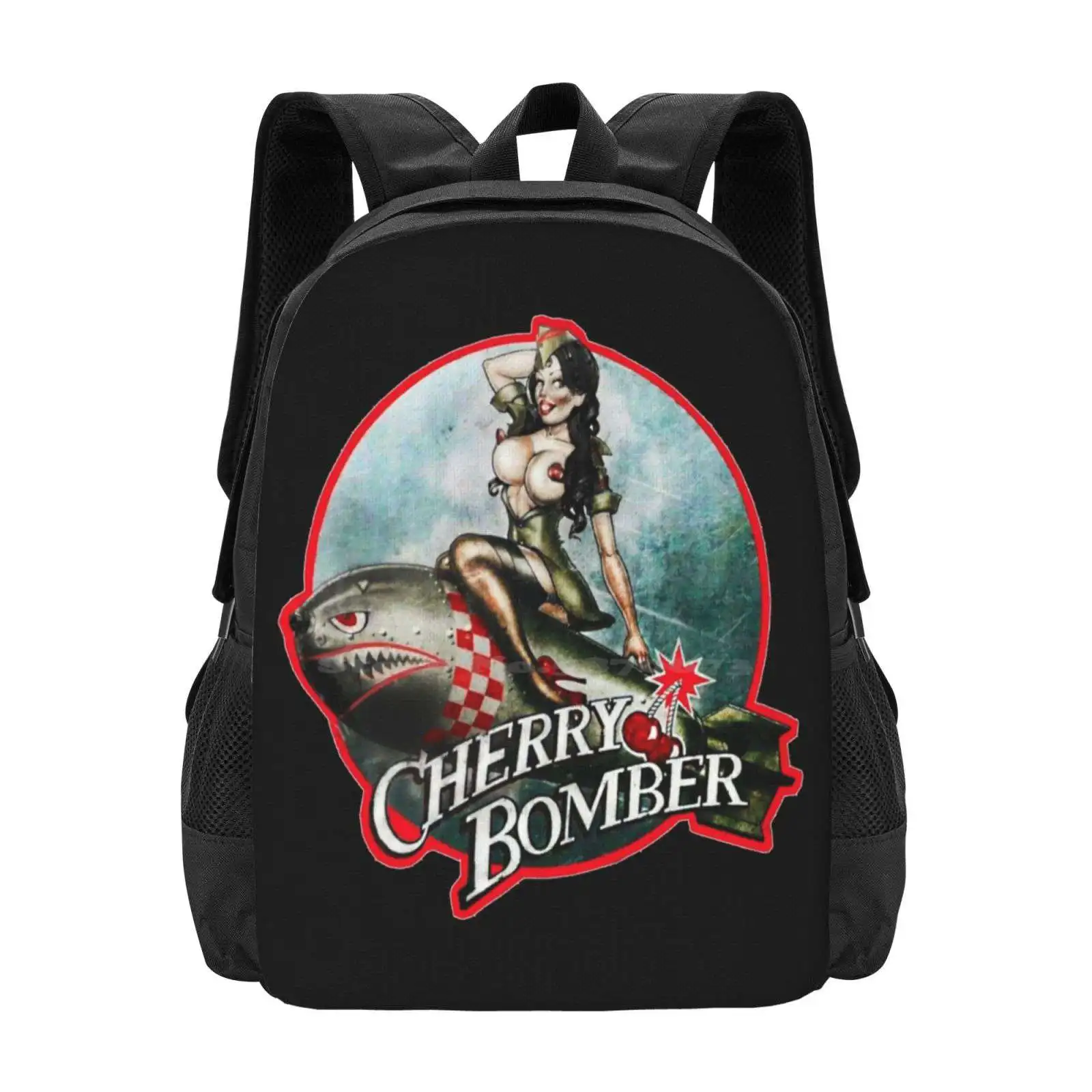 Cherry Bomber Old School Pinup School Bags Travel Laptop Backpack Psychobilly Oldies Airforce Jonny Cash Swing United States