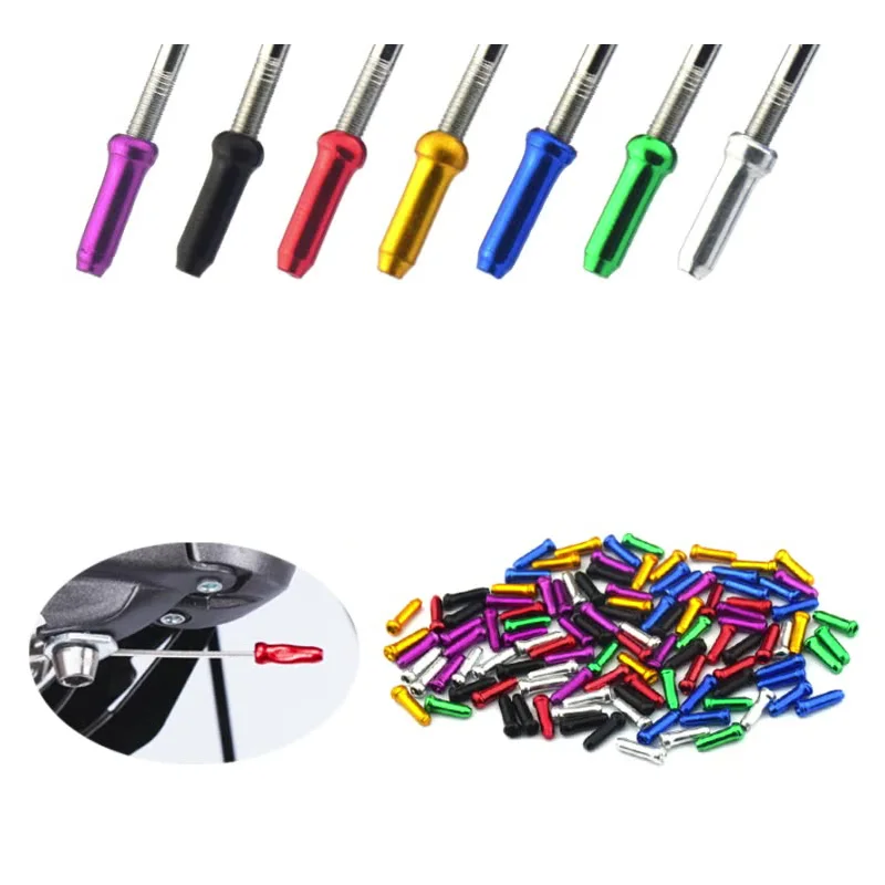50 pçs/lote tampas de extremidade do cabo da bicicleta liga alumínio freio shifter cabo interno dicas crimps desviador da bicicleta mudança fio