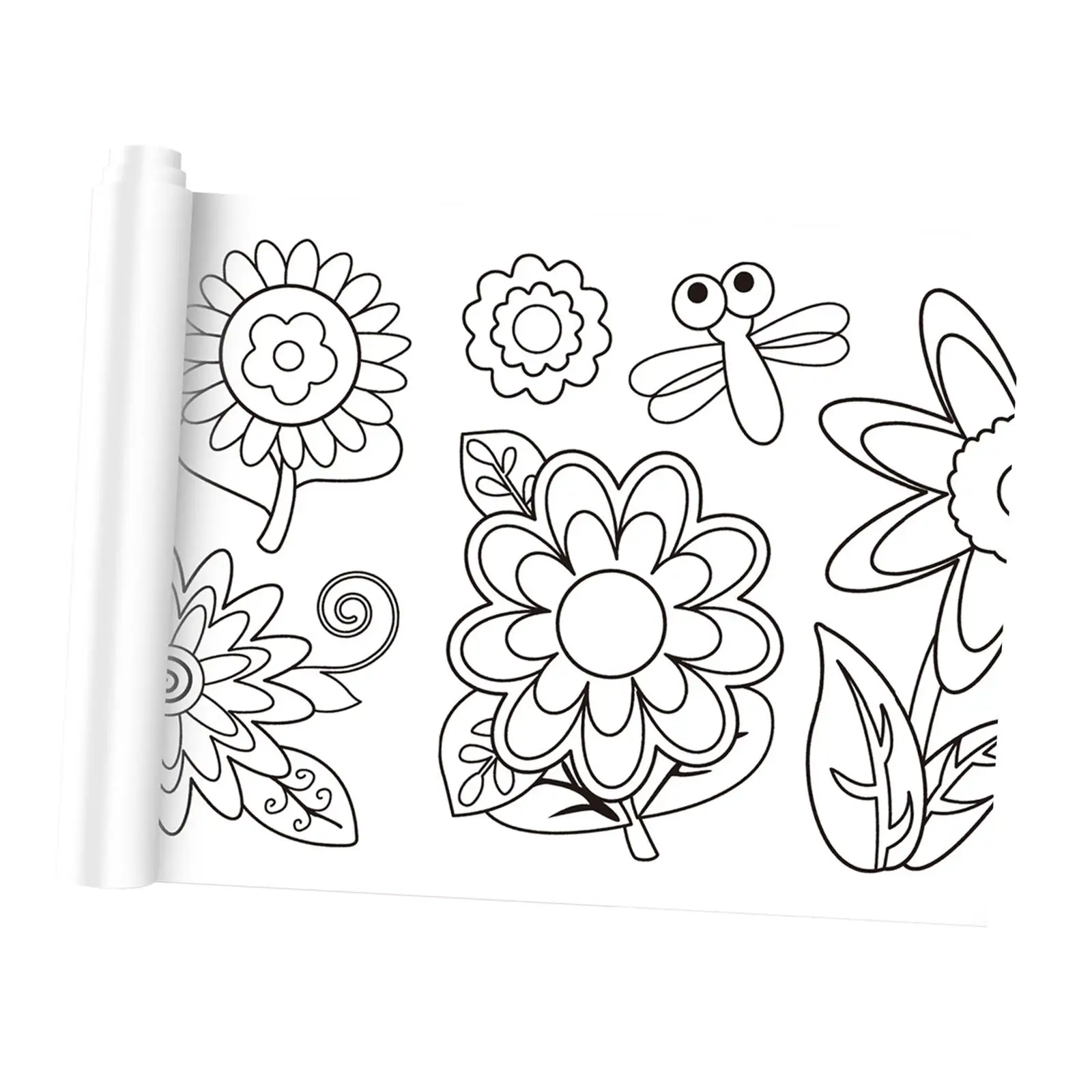 2xColoring Posters Birthday Gift DIY Art Paper Roll Sticky for Home Drawing flower