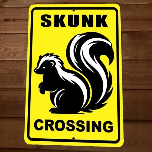 Skunk Crossing  Metal Wall Sign Animal Poster
