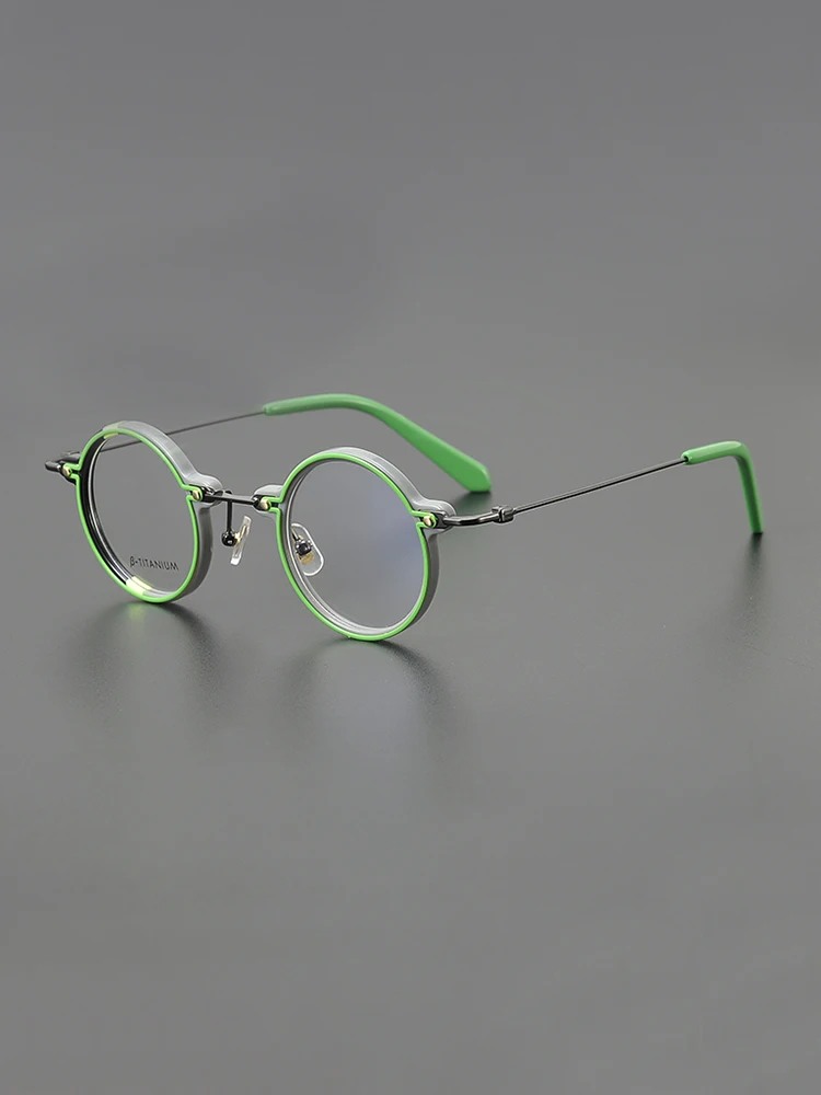 Niche retro literary ultralight titanium glasses frame designer personality small round frame optical prescription myopia glasse