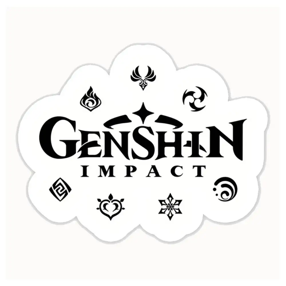 Genshin Impact Elements Black Waterproof Stickers For Decorating Car Windows Motorcycles And Computers.