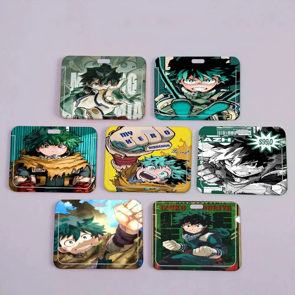 

My Hero A-Academia Deku Holder ID Name Tag Cover Company Work Card Holder for Staff Employees Bus Card Sleeve with Lanyard