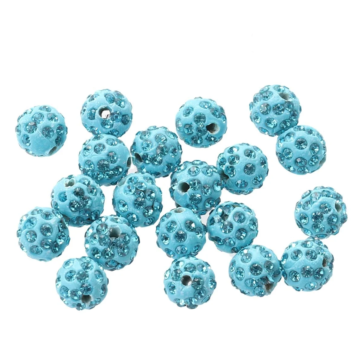 20pcs 10Mm Rhinestone Spacer Beads Crystal Round Drilling Balls For Diy Jewelry Making Shamballa Bracelets Craft Decoration