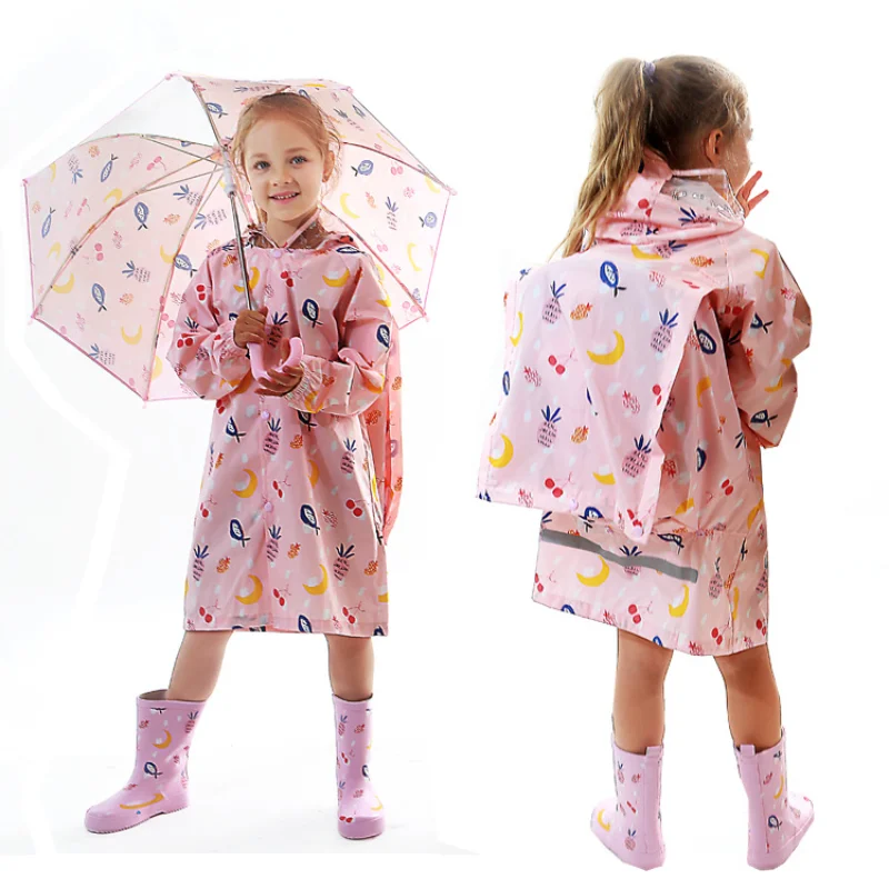 Raincoat Children Rain Poncho Boys Girls Poncho w/ Schoolbag Child Thickened Windbreaker Raincoat Rain Poncho without Rainboots