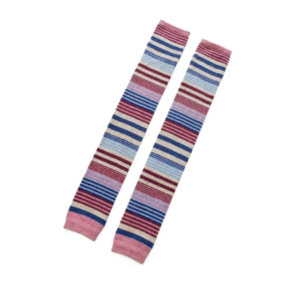 

Elastic Colorful Wool Ruffle Socks Thick Knee High Knitted Leg Warmers Warm Japanese Style Striped Socks Women