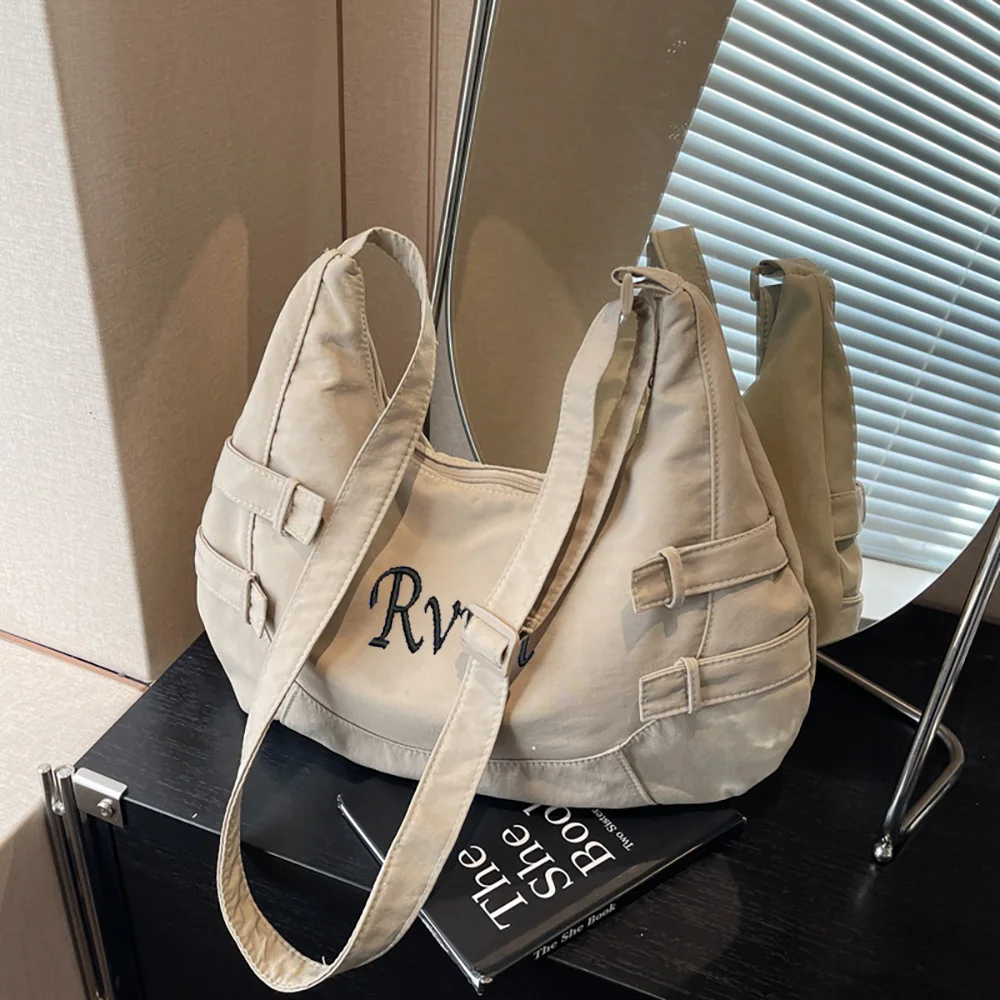 

New Customizable Embroidered Dumpling Bag, Large Capacity Casual Solid Color Shoulder Bag, Crossbody Bag For Work And Commuting