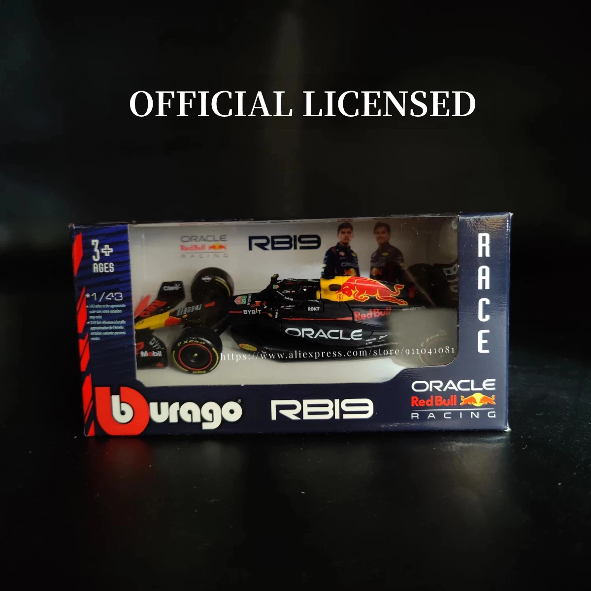 Bburago 1:43 2023 Red Bull Racing RB19 Car Model Miniature with Siganture Showcase Scale Formula 1 Diecast Replica Xmas Gift Toy