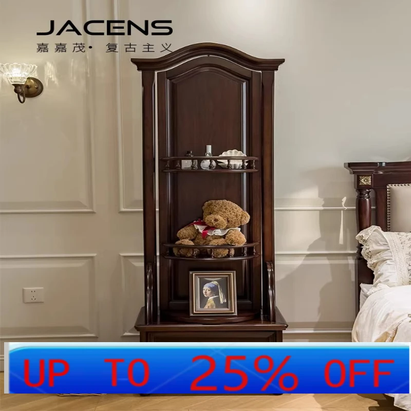 

LH retro style bedroom solid wood rotating full-length mirror multi-functional storage full-length mirror