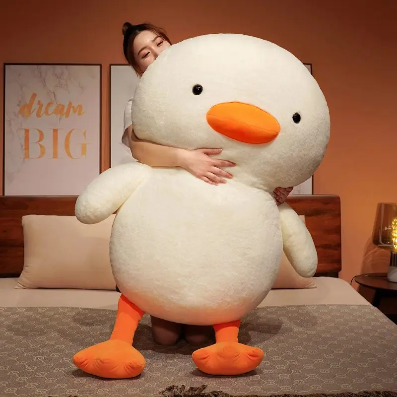 

100cm New Fat Cute White Duck Plush Toy Soft Stuffed Cartoon Animal Goose Doll Hug Pillow Sofa Cushion Best Gift for Girls