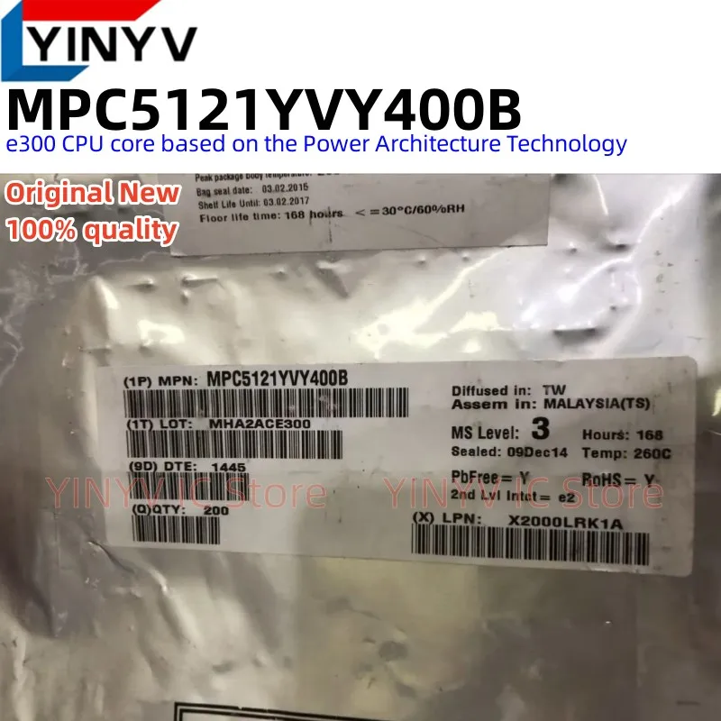 MPC5121YVY400B BGA MPC5121YVY400BR e300 CPU core basado en la tecnología de Arquitectura de potencia, Original, nueva calidad 100%, 1 piezas