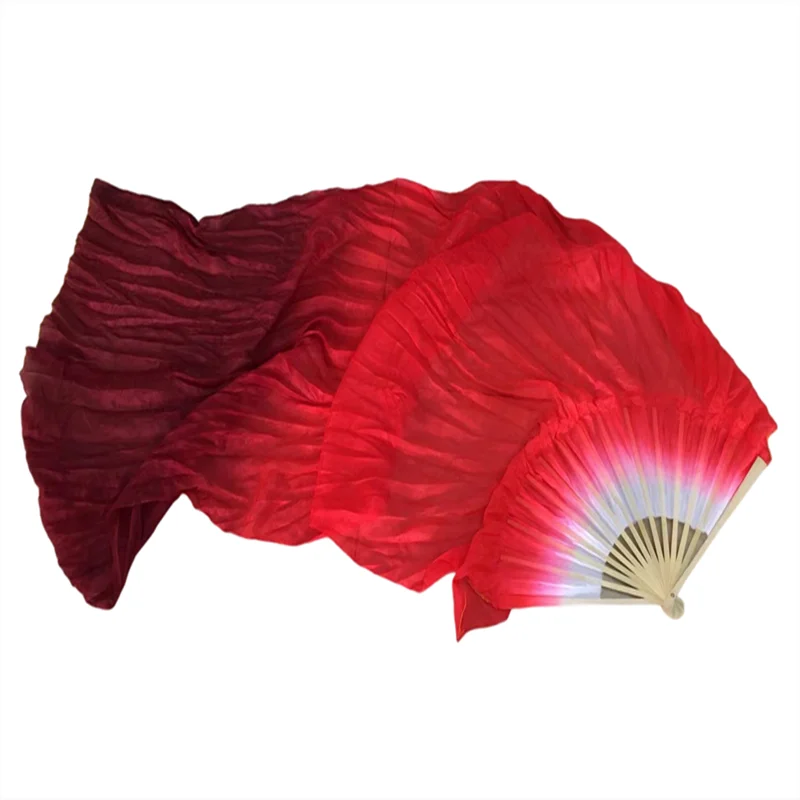 Women Belly Dance Silk Bamboo Long Fan Veils One Pair (L+R) 100% Silk Veil Light Weight Flowy Bellydance Costume Props 180cm