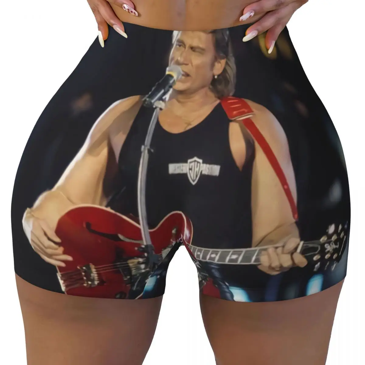 

Пользовательские французские рок- Джонни Холлидей байкерские шорты для бега в тренажерном зале для женщин Франция певица спортивные шорты для йоги