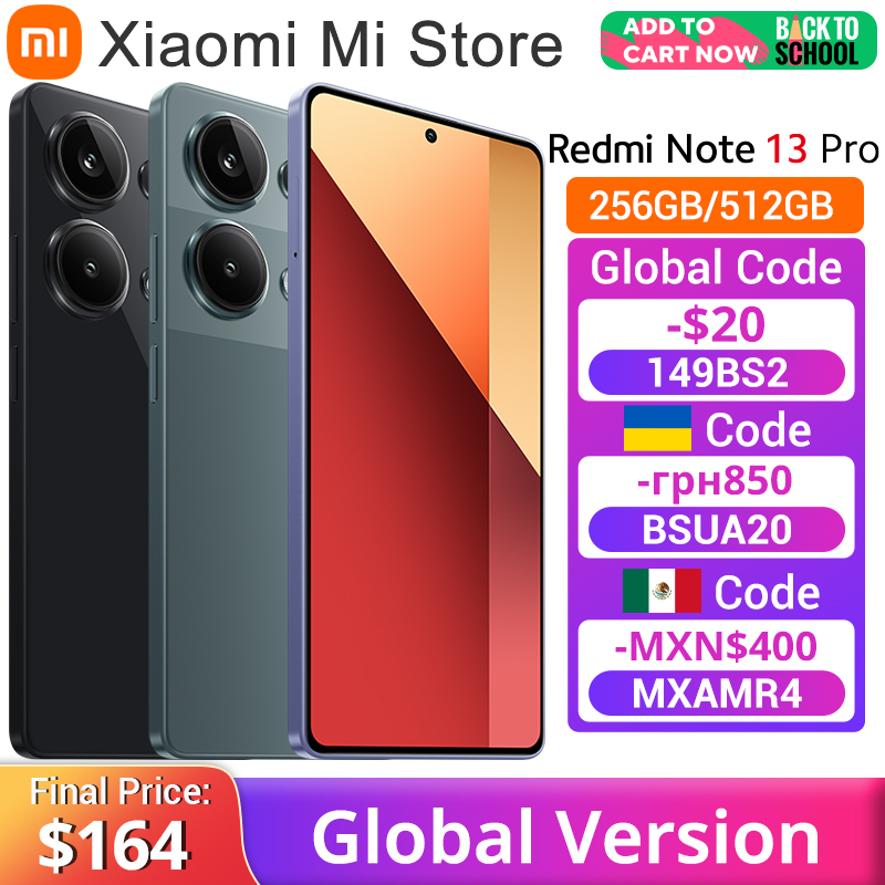  Global Version Xiaomi Redmi Note 13 Pro 4G MediaTek Helio G99-Ultra 200MP OIS Camera 67W Turbo Charging 6.67" AMOLED display NFC 