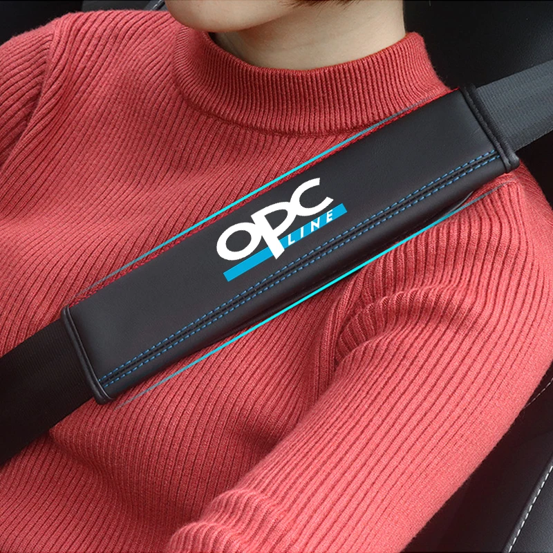 Car Seat Belt Nappa Leather Safety Belt Shoulder Covers For Opel OPC LINE Astra G H J K F Corsa D Zafira Car Accessories