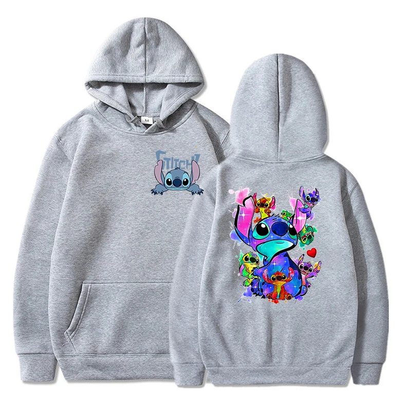 Funny Winter Disney Stitch Hoodies Women Harajuku Cute Anime Sweatshirt Manga Streetwear Hoody Female Unisex