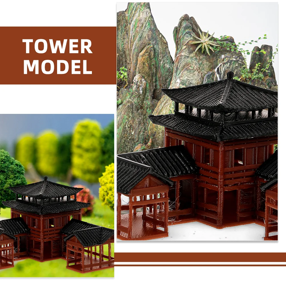 Modello di edificio antico Mini accessori da giardino asiatici Decorazioni per esterni giapponesi Ornamenti bonsai in plastica
