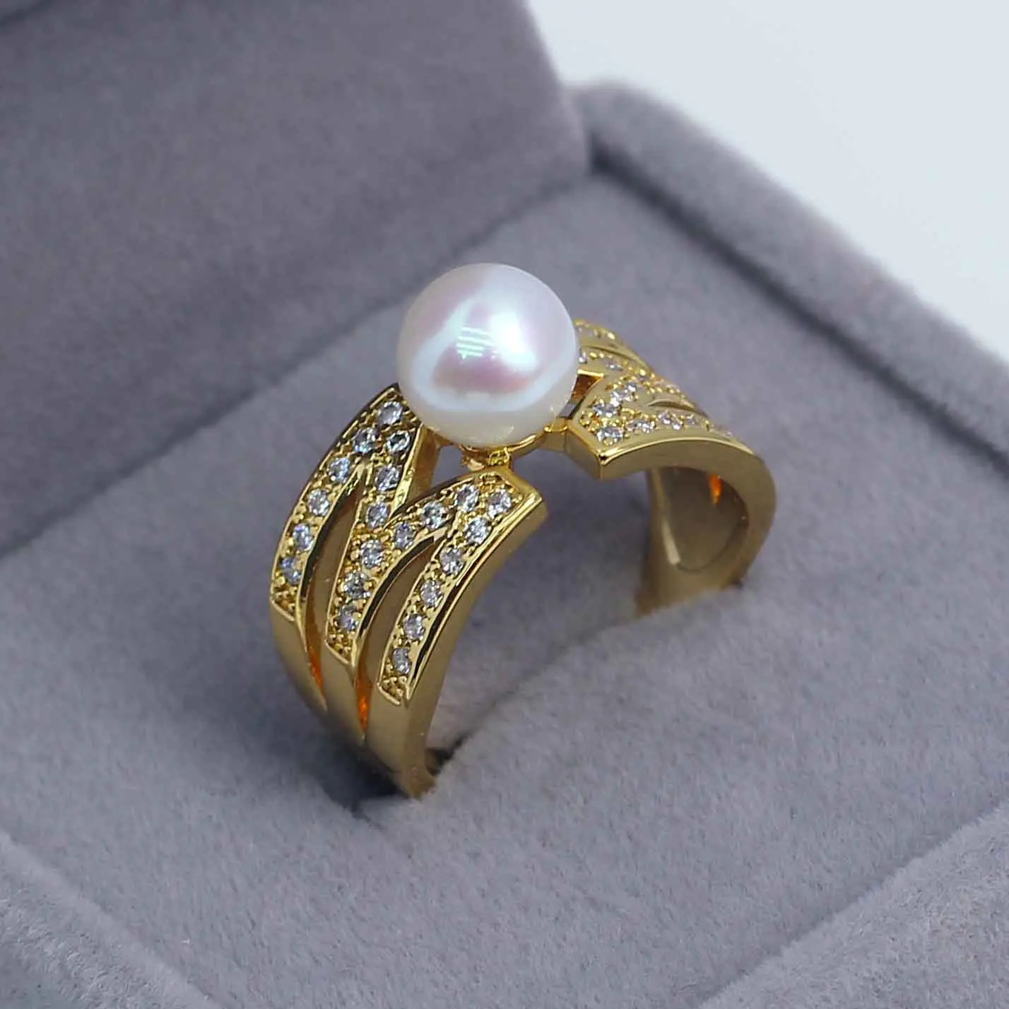 

5pcs Adjustable Gold Plated Pearl Ring Settings Findings & Accessories-for Jewelry Making Bulk Wholesale Craft Supplies 6-8mm