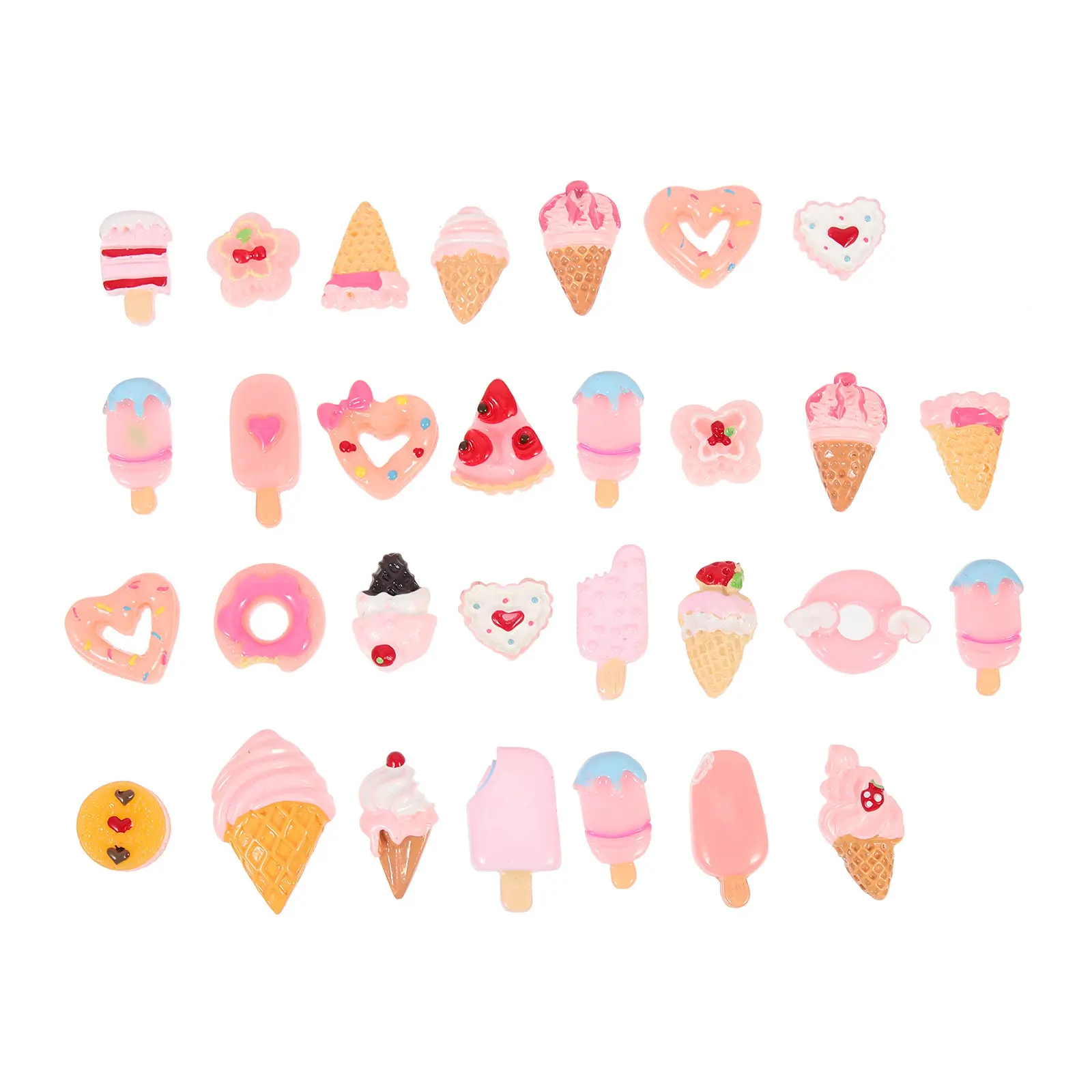

30Pcs Simulation Food Adornment DIY Phone Case Charm Lightweight Compact Design Exquisite Craftsmanship Kawaii Nail Charms