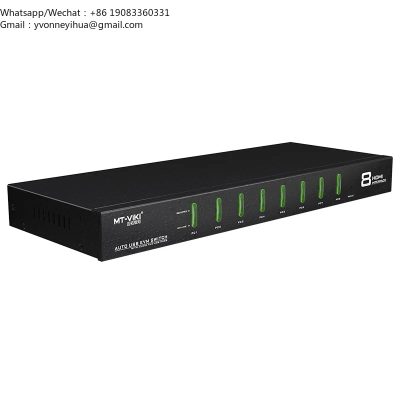 8 Port HDMI KVM Switch, MT-VIKI Rackmount 4K 30Hz KVM Console 8x1 USB HDMI Switcher 8 In 1 Out + 8-Pack Cables