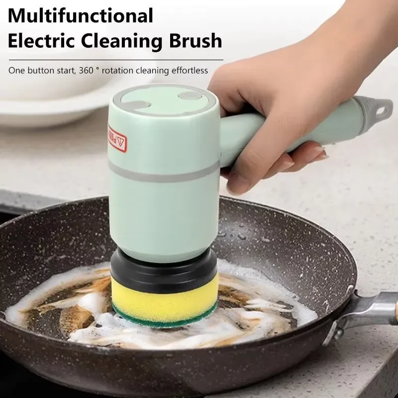 EE1 Multi Function Electric Cleaning Brush Rechargeable Spin Scrubber 3 Gears Adjustable for Kitchen Bathroom Floor Tile