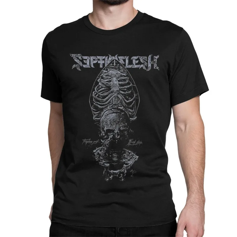 Men Women's T-Shirts Septicflesh Metal Band Rock Fun Cotton Tee Shirt Short Sleeve Meshuggah T Shirt Clothing  Size Streetwear