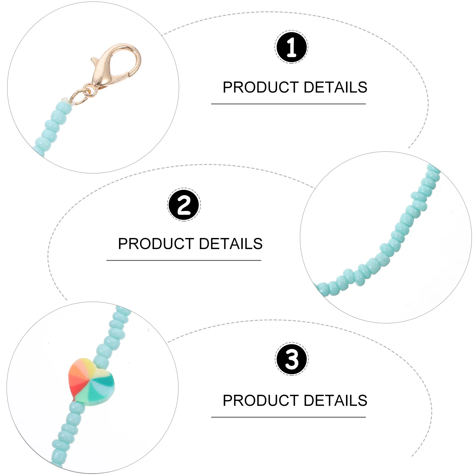 

2pcs Heart Sunglasses Chains Anti-Lost Mask Rope Glasses Retainer For Kids Adults Lightweight Neck Chain Outdoor Exercise