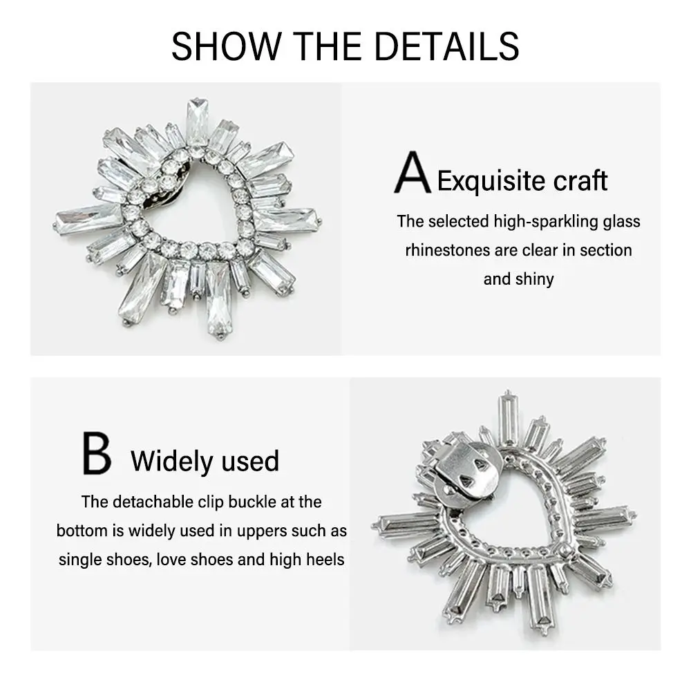 Wedding Bride Shoe Decorations Clip Glass Crystal Rhinestone Flower Charm Buckle High Heel Removable Bag Decoration Buckle Women