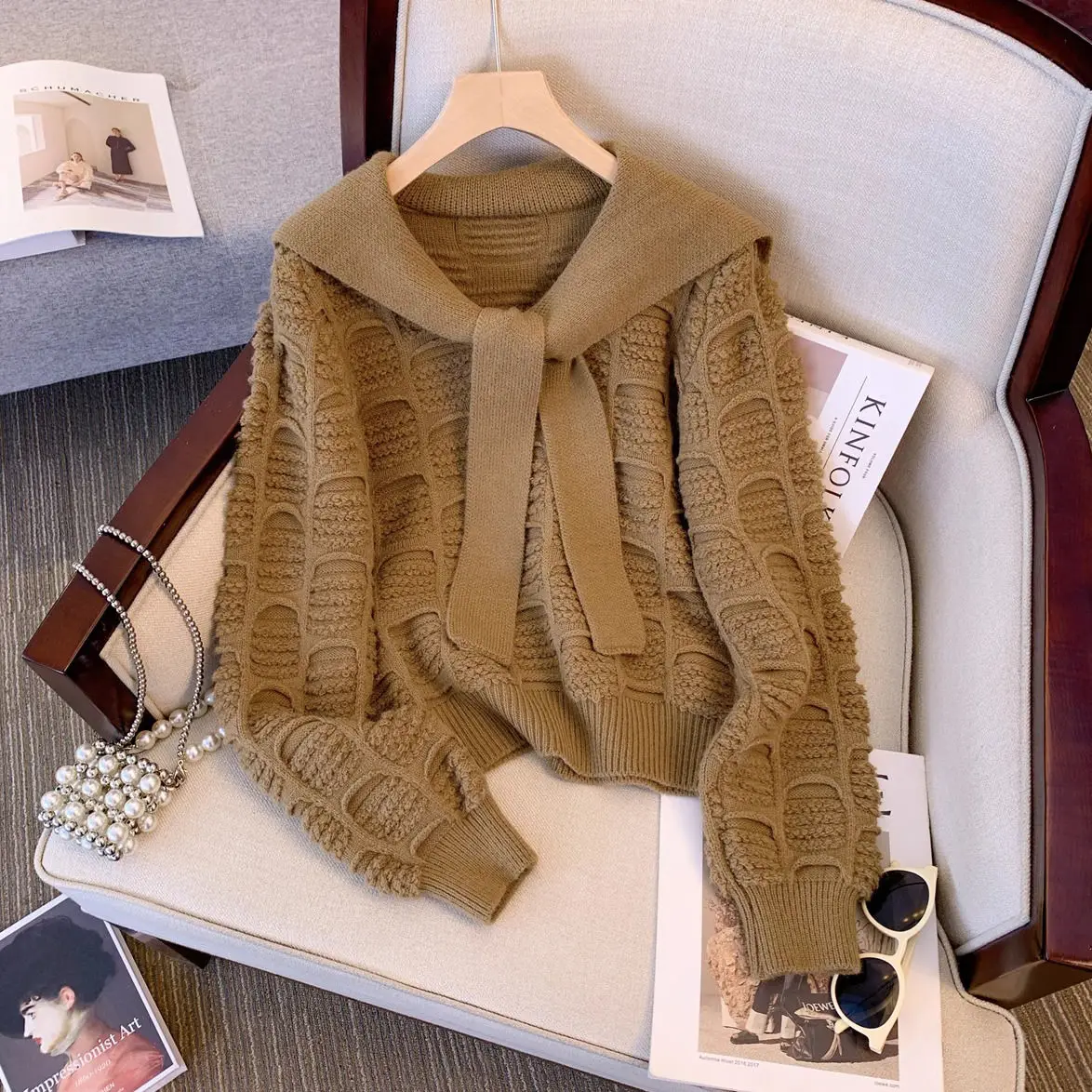 

Fashion Knitted Sweater 2025 Autumn New Women's Korean Version Solid Color Pullover Loose Base Shirt