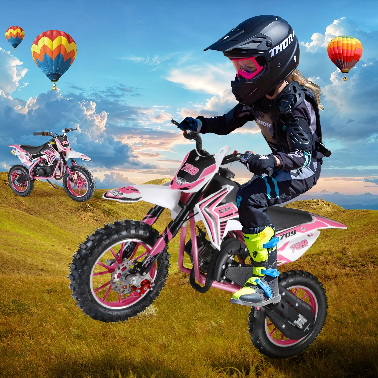 

49cc 2-Stroke Cool styled motorcycle, Gas Power Motocross, Off Road Mini Motorcycle,Pocket Motorbike with Front Rear Disc Brakes