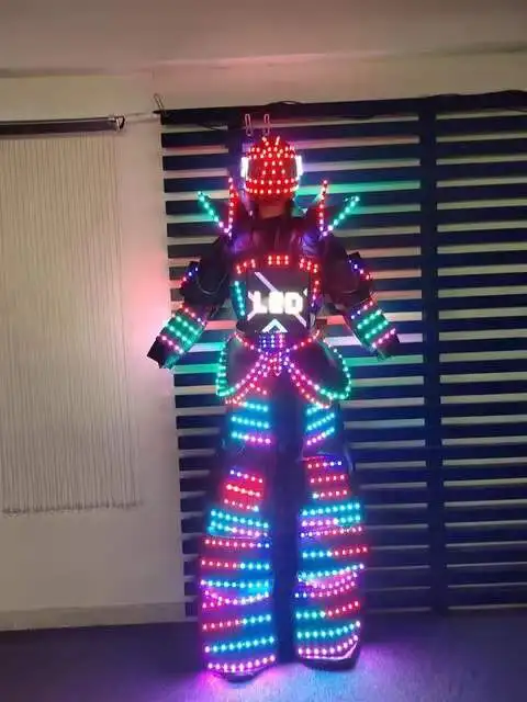 

LED Lights Luminous Jacket Stage Dance Performance Full Color Smart Pixels LED Robot Suit Costume Clothes Stilts Walker Costume