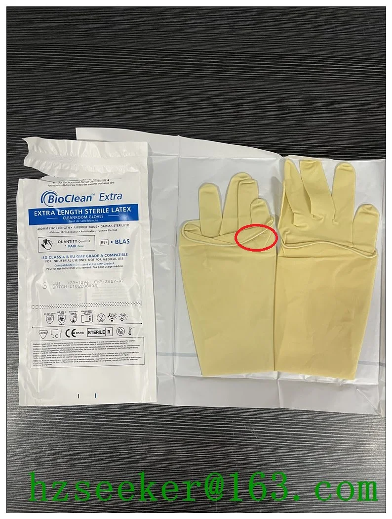 Ansell Bioclean Extra Blas (1 Pair)Disposable Latex Cleanroom  Glove ISO Class 4 & EU GMP Grade A/B  Length 400mm or 16 inch